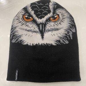 Turtle Fur Kids' Black Owl Beanie Hat Black Acrylic Winter Cap Kids